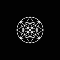 Geometric logo design in minimalist style on black background  