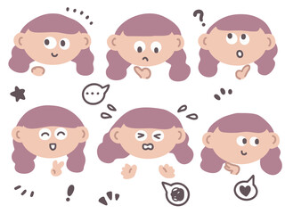 女の子のいろんな表情とあしらいのセット