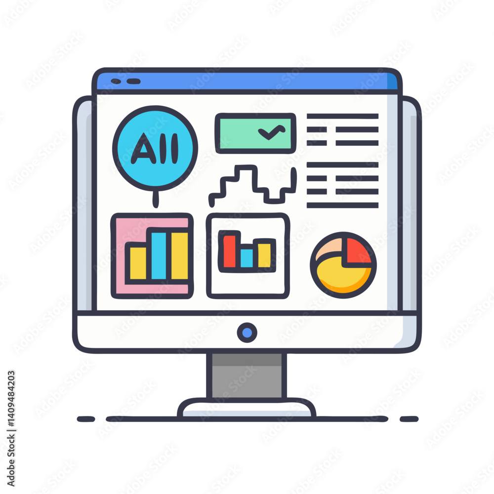 Poster Monitor with Interface Elements Icon Representing Digital Workspace