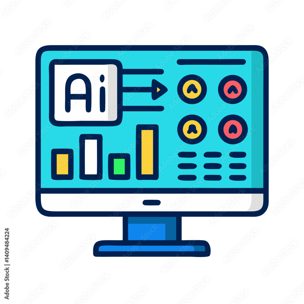 Aufkleber Monitor with Interface Elements Icon Representing Digital Workspace