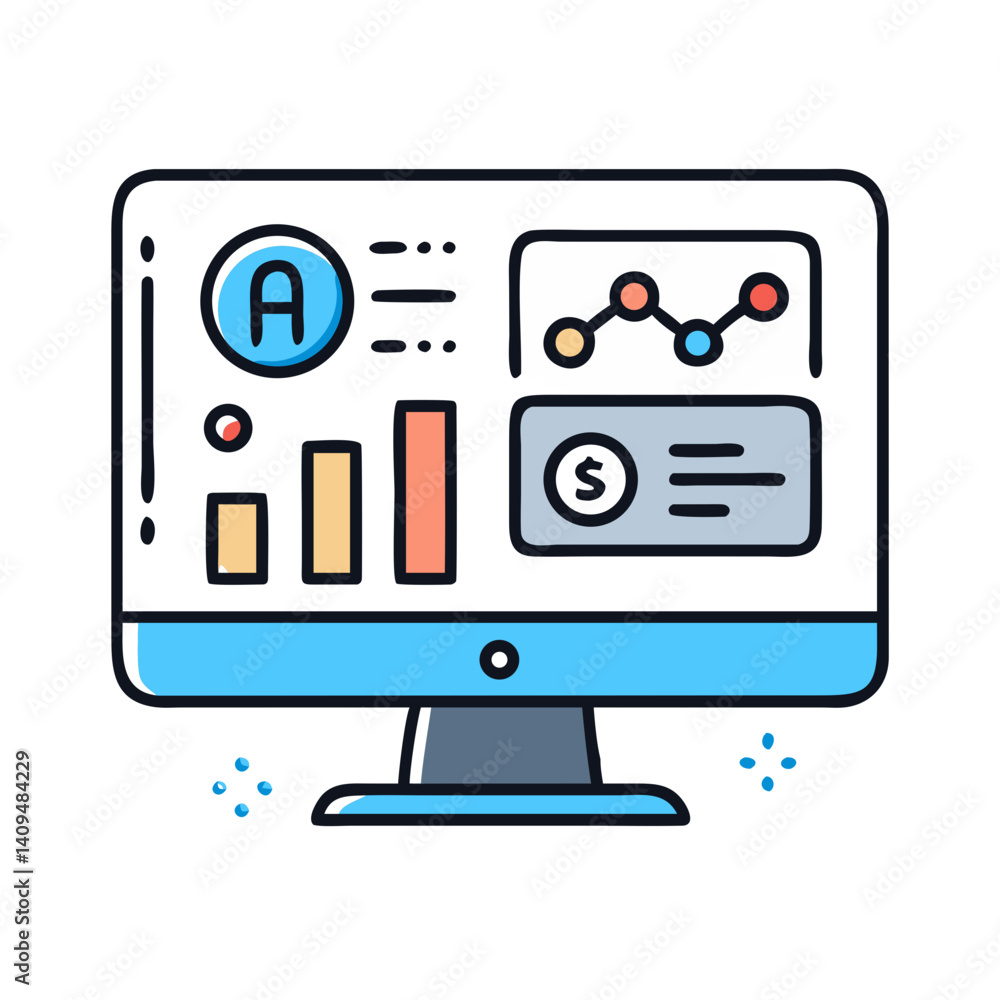 Poster Monitor with Interface Elements Icon Representing Digital Workspace