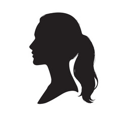 Silhouette of a Woman with Ponytail - Side Profile