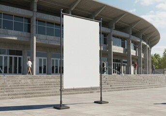 white blank banner mockup in front of the stadium. banner mockup for outdoor events