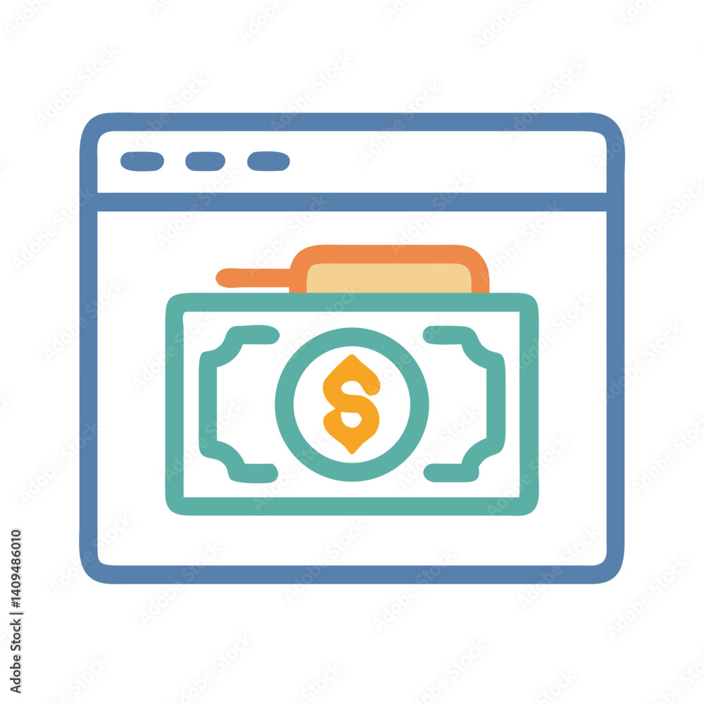 Aufkleber payment interface icon representing monetized transactions
