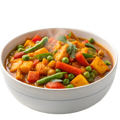 Mix vegetable curry in bowl isolated on transparent background