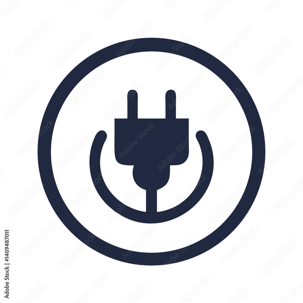 Poster power plug-in circle icon representing electric connection
