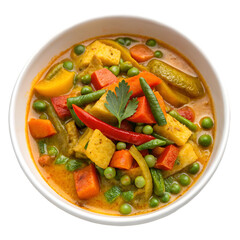 Mix vegetable curry in bowl isolated on transparent background