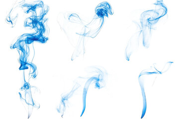 blue smoke on white