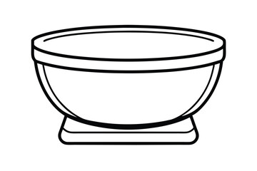 Black And White Outline Drawing Of A Pedestal Bowl Isolated On White Background Graphic Illustration