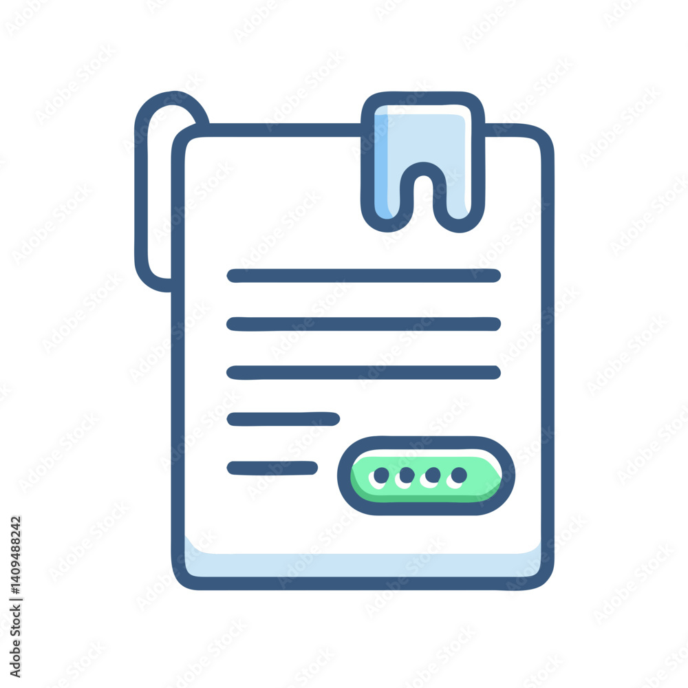 Poster receipt with clip icon representing invoice attachment