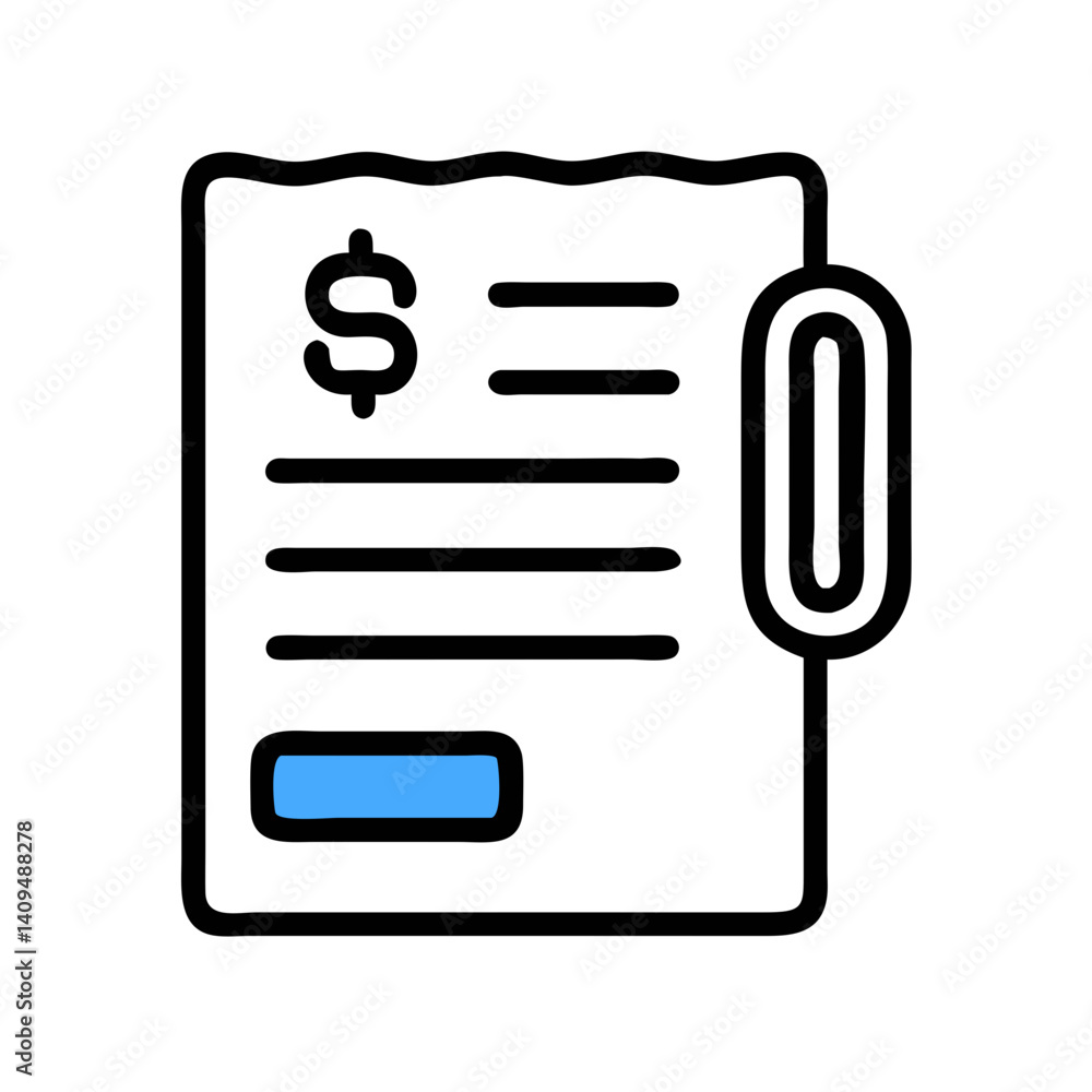 Poster Receipt with Clip Icon Representing Invoice Attachment