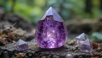 amethyst crystals on the rocks