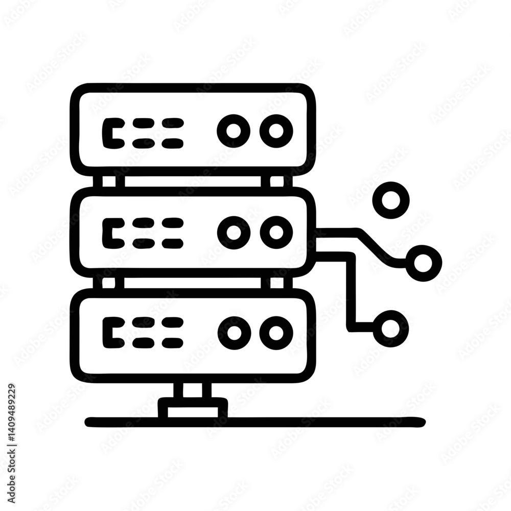 Poster Server with Network Line Icon Representing Data Transmission