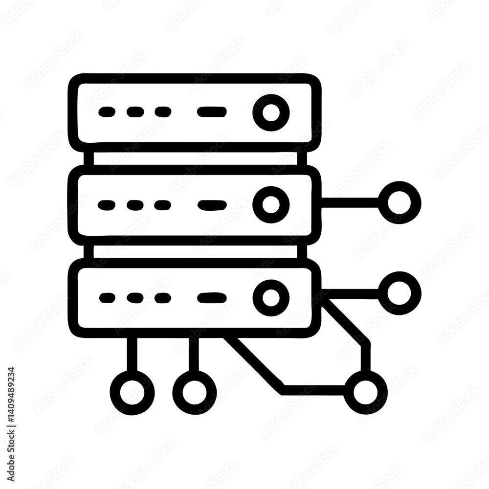 Poster Server with Network Line Icon Representing Data Transmission