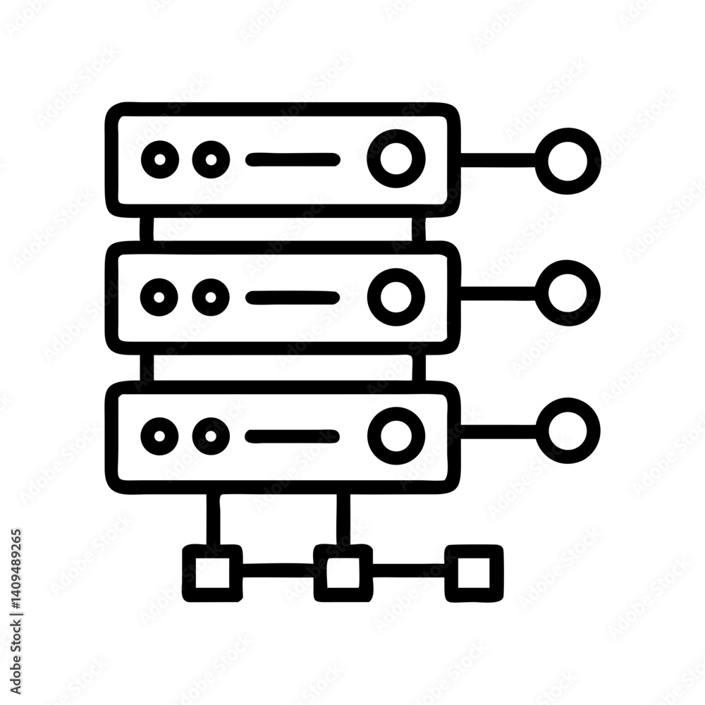 Aufkleber Server with Network Line Icon Representing Data Transmission