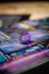 Fototapeta premium dice for RPG, DND or board games. Polyhedral dice d20 for fantasy games. Dice on game map. 