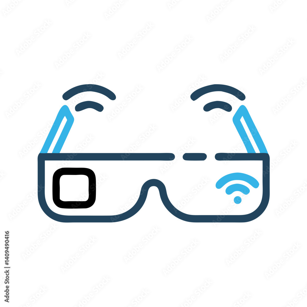 Poster smart glasses icon representing augmented reality