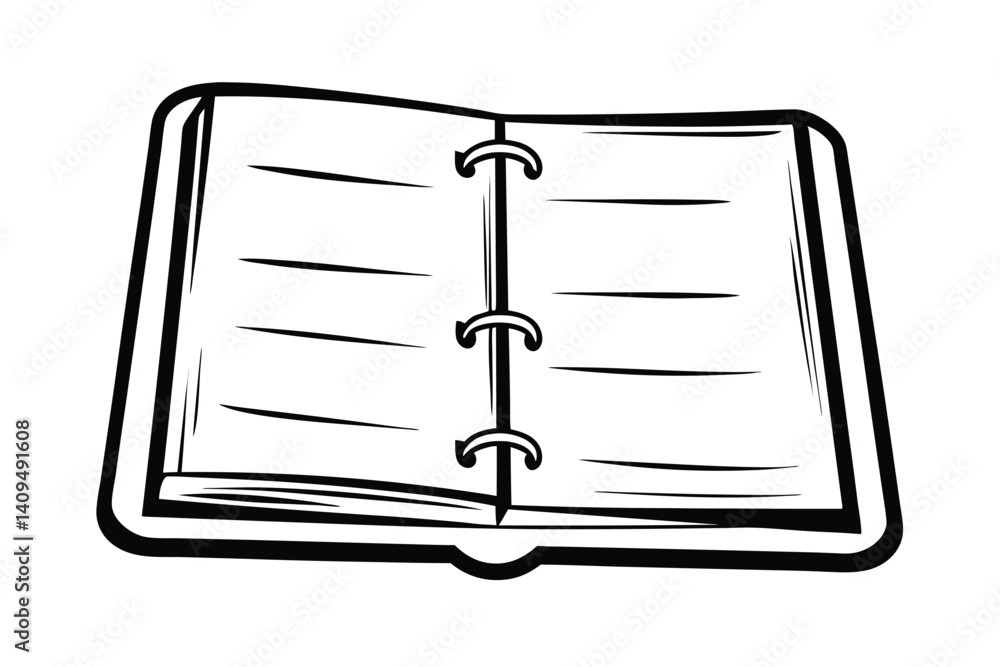 Aufkleber open ring bound notebook vector illustration isolated on white background for mockups and design pro