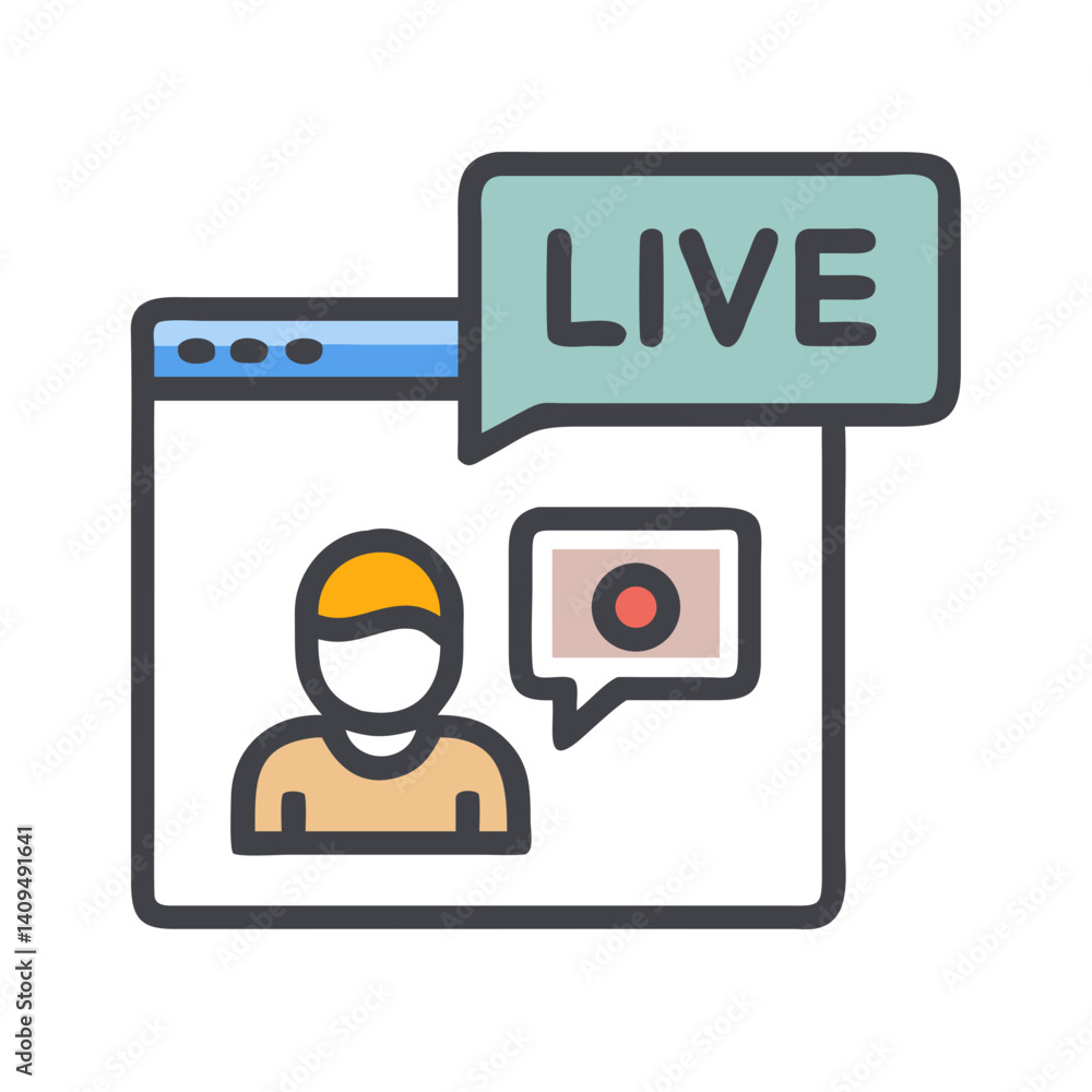 Aufkleber support agent window icon representing live customer assistance