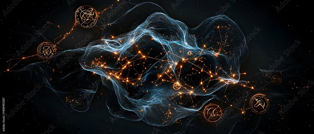 Aufkleber abstract network of interconnected entities