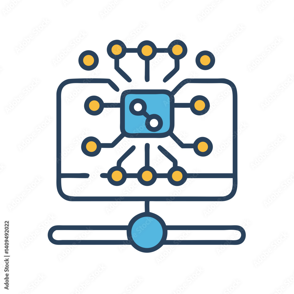 Poster Technology Nodes Icon Representing Neural Network