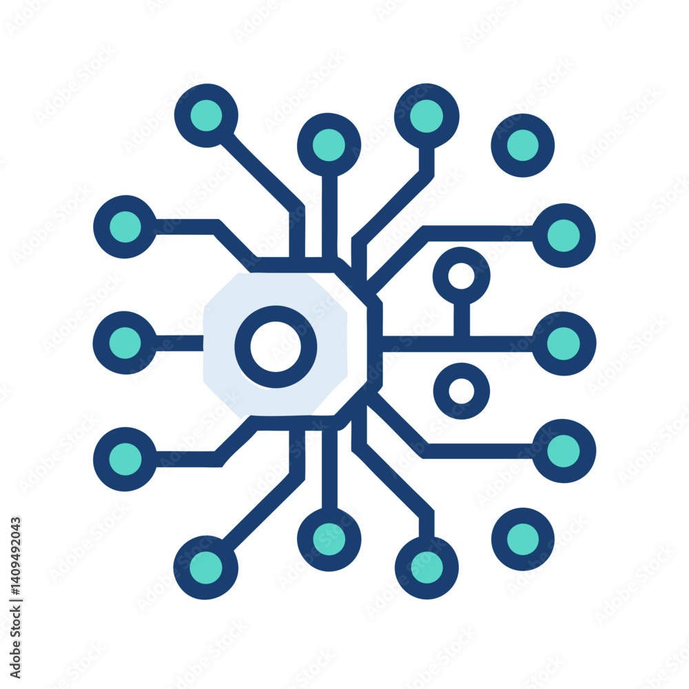 Poster Technology Nodes Icon Representing Neural Network