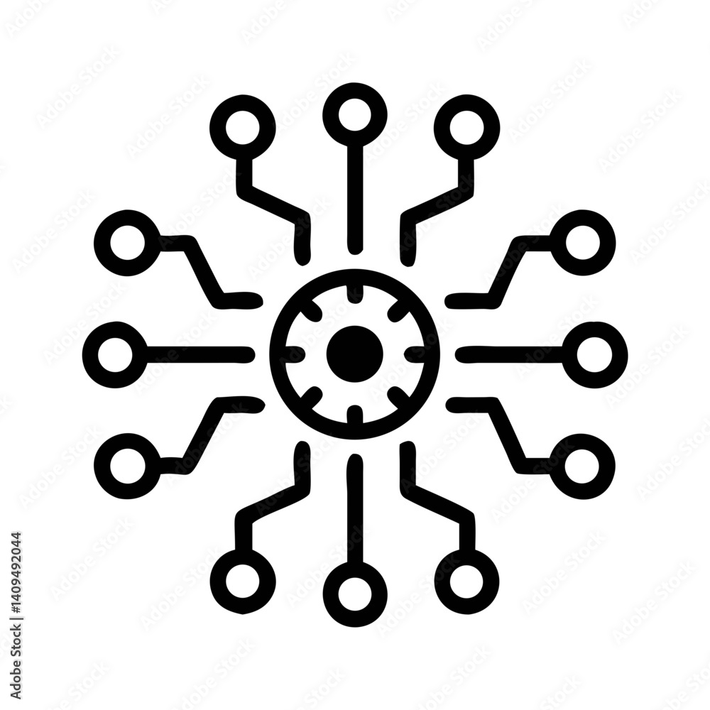 Poster Technology Nodes Icon Representing Neural Network