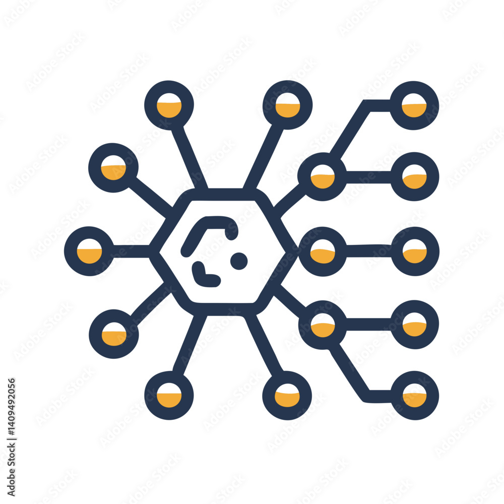 Poster Technology Nodes Icon Representing Neural Network