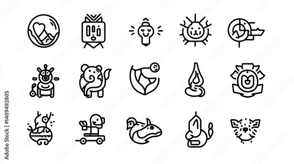Aufkleber creativity line editable icons set. vector illustration in modern thin line style of inventiveness r