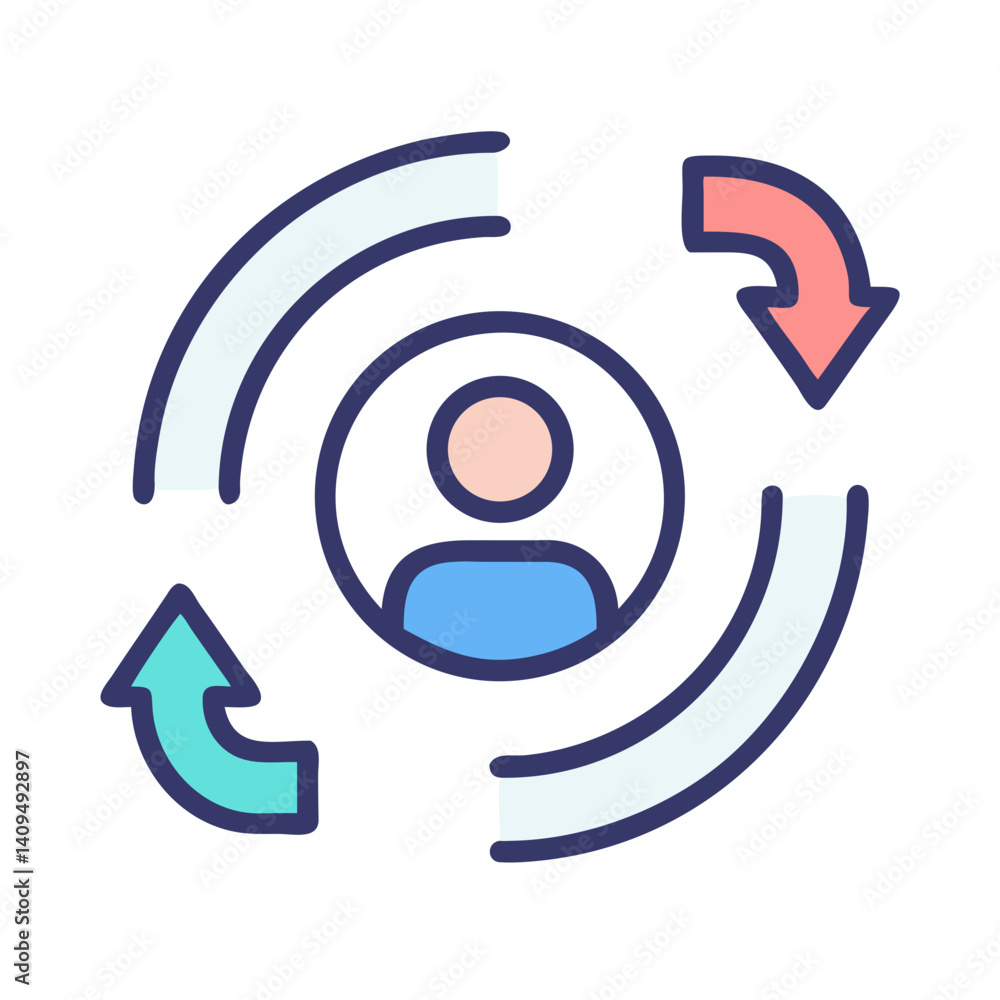 Poster user retention icon representing follower interaction