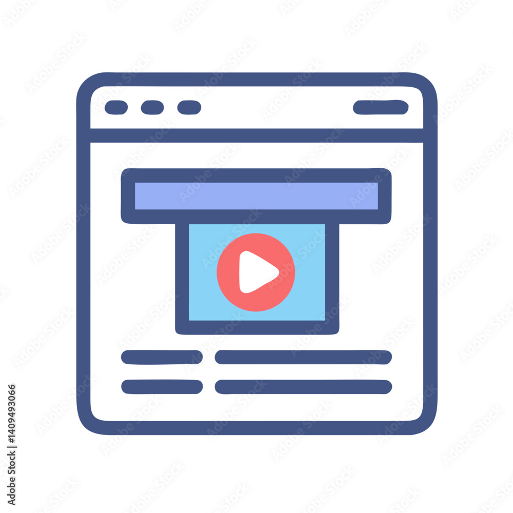 Poster Video Player in Browser Icon Representing Web Streaming