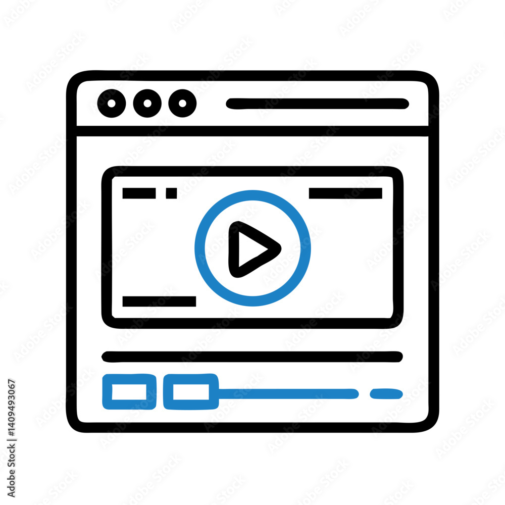 Poster Video Player in Browser Icon Representing Web Streaming