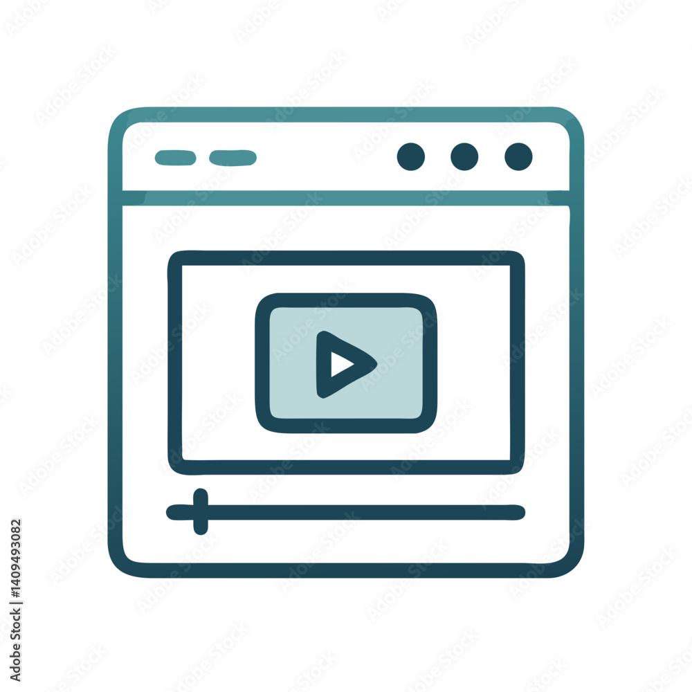 Poster Video Player in Browser Icon Representing Web Streaming