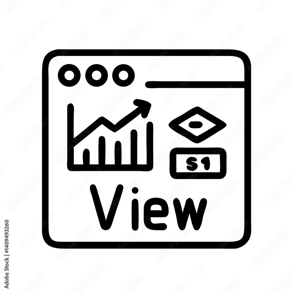 Aufkleber view count and subscription icon representing channel engagement