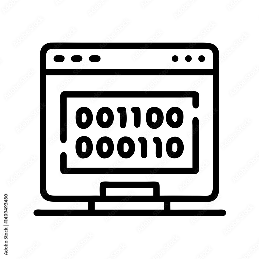 Poster Web Code Display Icon Representing Binary Programming
