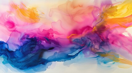 Obraz premium Abstract watercolor painting with vibrant colors blending seamlessly for decorative arts and modern design applications