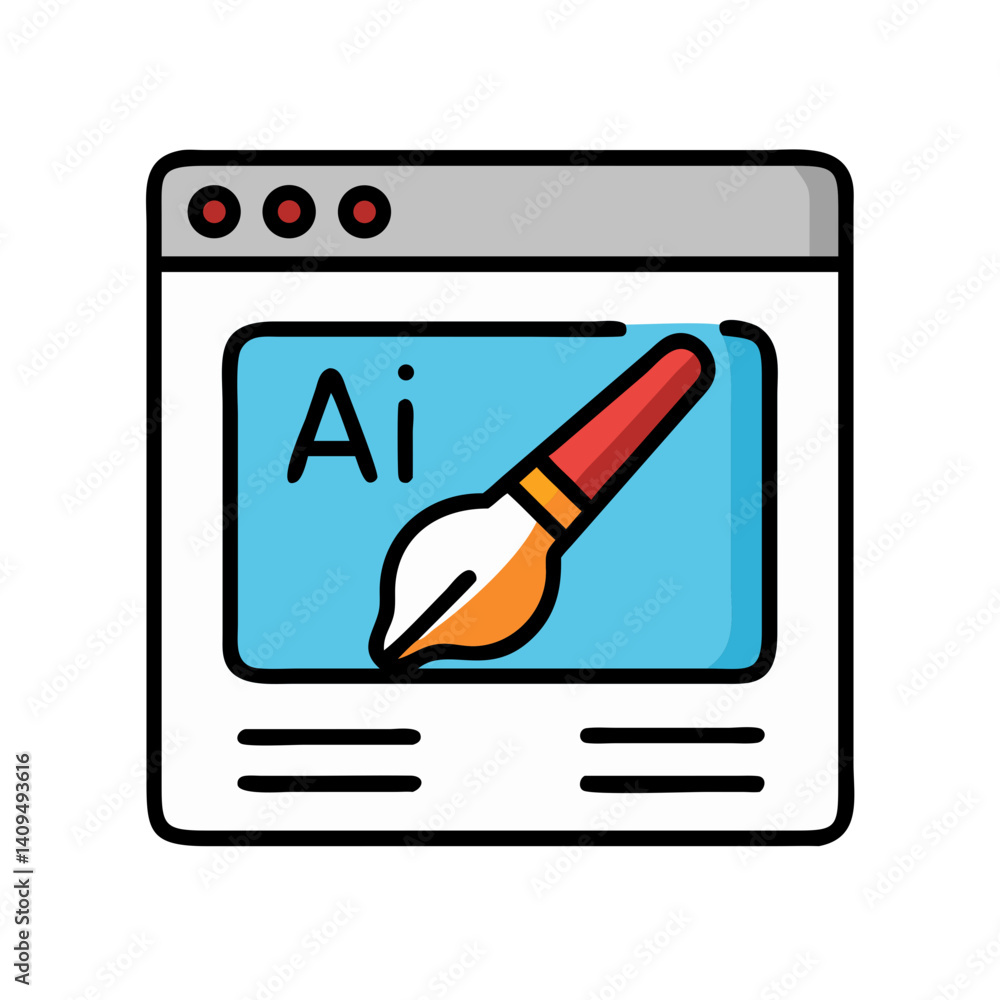 Poster Web Page with Paint Tool Icon Representing AI Design Interface