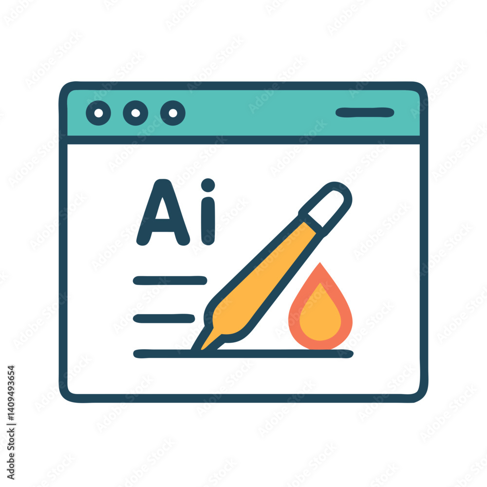 Poster Web Page with Paint Tool Icon Representing AI Design Interface