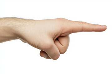Close-Up of a Pointing Hand Gesture Isolated on a White Background