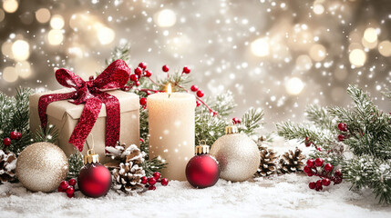 Festive holiday lights and decorations with a warm glow, evoking joy and celebration