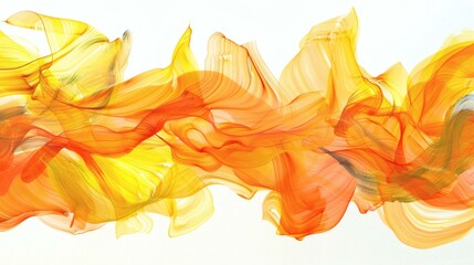 Dynamic Watercolor Flow in Yellow, Orange, and Gold Hues on White Background for Artistic Design Projects