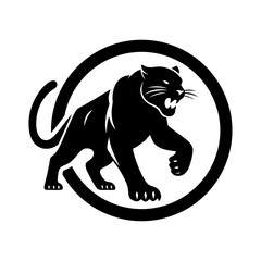 Black panther logo vector illustration template. Simple letter design in circle