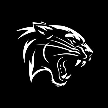 Black panther logo vector illustration template hand draw. Simple design icon of wild animals black and white 