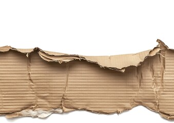 A piece of cardboard with torn edges, isolated on a white background
