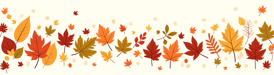 Autumn Leaves Border, Red, Orange, and Yellow Foliage