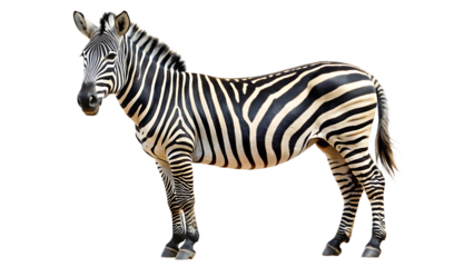 zebra standing isolated on white background PNG,AI GENERATED