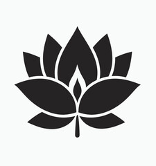 Black Lotus Flower Silhouette on White Background