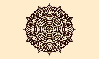 Brown Ornate Mandala on Beige Background