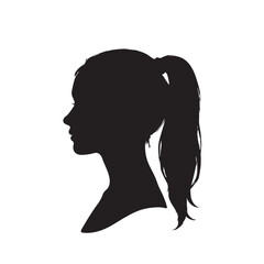 Silhouette of a Woman with Ponytail - Profile View
