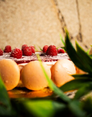 Homemade Raspberry Cake – Delicious Layered Dessert with Fresh Raspberries, Cream, and Rustic Decoration, Perfect for Summer Celebrations, Tea Time, or Elegant Dessert Tables